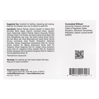 Łagodny z natury, złuszczające mydło barowe, cytrus, 5 uncji (141 g)