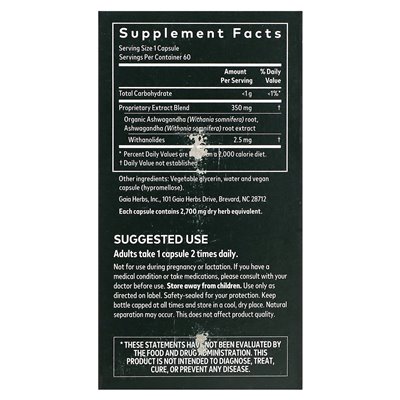 Gaia Herbs Ashwagandha-Wurzel, 60 vegane, flüssige Phyto-Kapseln