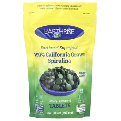 Earthrise, 100% California Horn Spirulina, 3000 mg, 360 tabletek (500 mg na tablet)