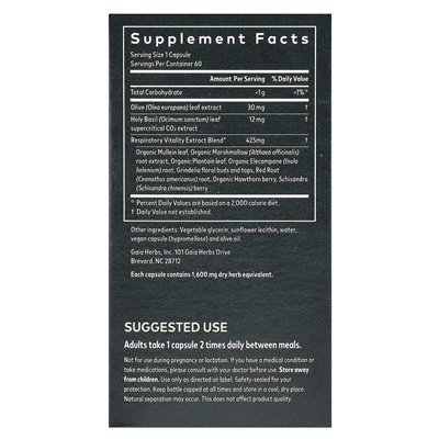 Gaia Herbs, Mighty Lungs ™, 60 Vegan Liquid Phyto-Caps