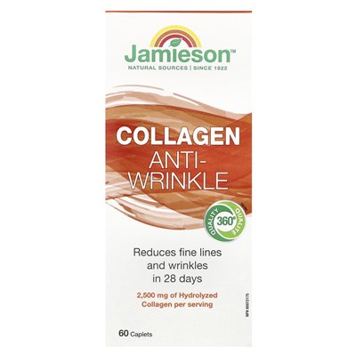 Witaminy Jamieson, kolagen, anty-wrinch, 2500 mg, 60 kapleczek (833 mg na kapleat)