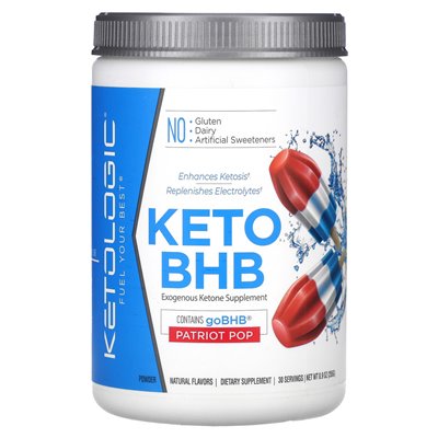 Ketologic, Keto BHB, Patriot Pop, 8,9 uncji (255 g)