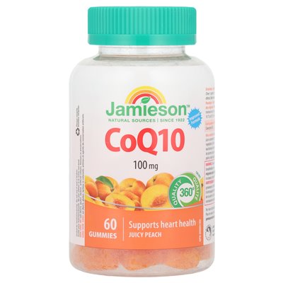 Jamieson Vitamins, COQ10 Gummi, Juicy Brzoskwini, 100 mg, 60 gumzy