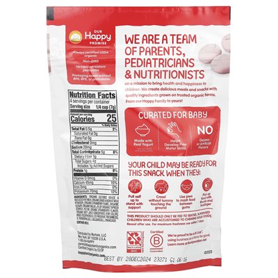 Happy Family Organics, Happy Baby, Organic Yogis, Freeze Suszone jogurt i przekąski owocowe, truskawki, 1 uncja (28 g)