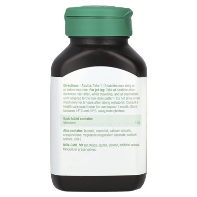 Witaminy Jamieson, melatonina, szybkie rozpuszczenie, 1 mg, 60 podjęzykowych tabletek
