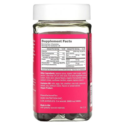 Hum Nutrition, Hair Strong Gummy, Strawberry, 60 wegańskich żelków