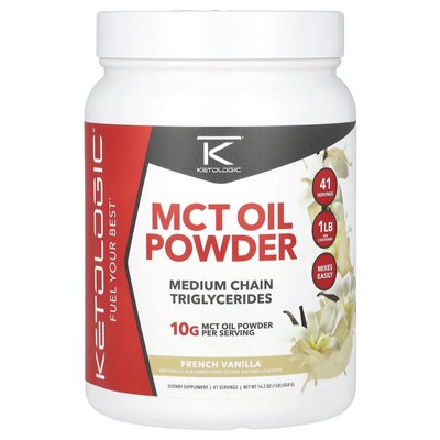 Ketologiczny, MCT Oil Powder, francuska wanilia, 16,2 uncji (454 g)
