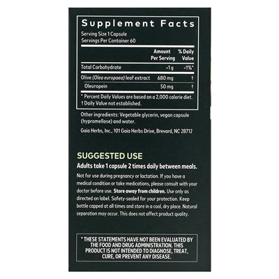 Gaia Herbs, Olivenblatt, 60 vegane Phyto-Kapseln mit Flüssigkeit