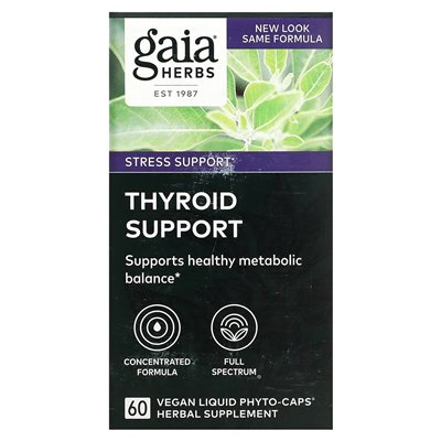 Gaia Herbs, Thyroid Support, 60 Vegan Liquid Phyto-Caps