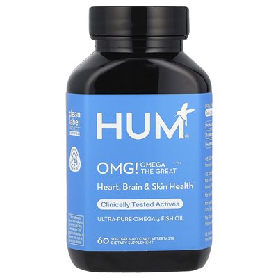Hum Nutrition, OMG!Omega The Great ™, ultra-pure omega-3 olej rybny, 60 miękkich