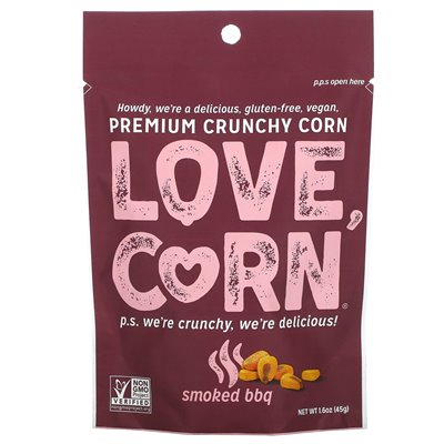 Love Corn, premium chrupiąca kukurydza, wędzone grill, 1,6 uncji (45 g)