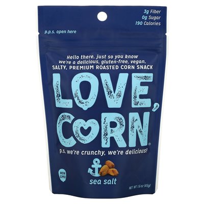 Love Corn, premium pieczona kukurydza, sól morska, 1,6 uncji (45 g)