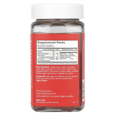 Hum Nutrition, Pro Acv Gummi, Apple, 60 wegańskich żelków