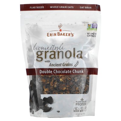 Erin Baker's, Homestyle Granola z starożytnymi ziarnami, podwójny kawałek czekolady, 12 uncji (340 g)