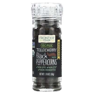 Frontier Co-op, Organic Tellicherry Black Peppercorns, 1,76 uncji (50 g) Frontier Co-op, Organic Tellicherry Black Peppercorns, 1,76 uncji (50 g)