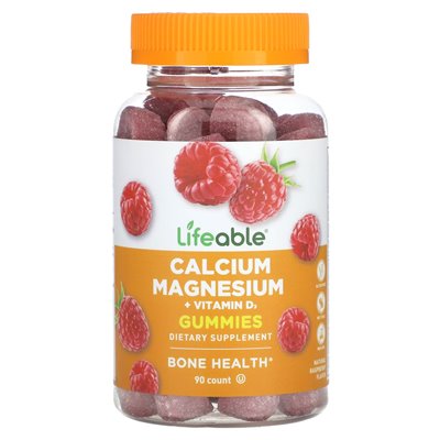 Żywotnie, wapnia + witamina D3, naturalne malinę, 90 gumzy