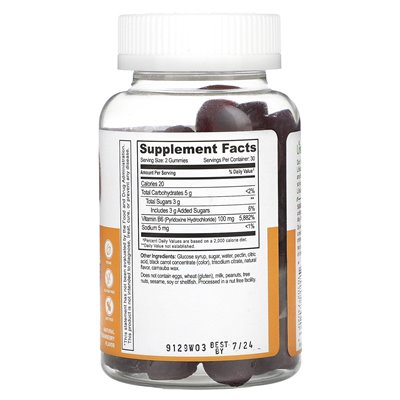 Lifeable, Żelki o dużej mocy z witaminą B6, naturalna truskawka, 100 mg, 60 żelek (50 mg w żelu) Lifeable, Żelki o dużej mocy z witaminą B6, naturalna truskawka, 100 mg, 60 żelek (50 mg w żelu)