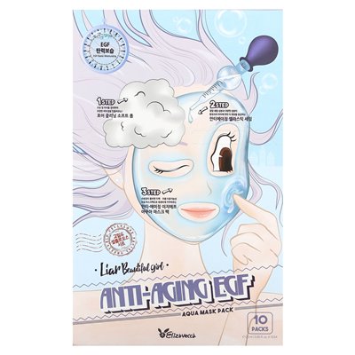 Elizavecca, Anti-Aging EGF Aqua Beauty Mask Pack, 10 Sheets, 0.85 fl oz (25 ml) Elizavecca, Anti-Aging EGF Aqua Beauty Mask Pack, 10 Sheets, 0.85 fl oz (25 ml)