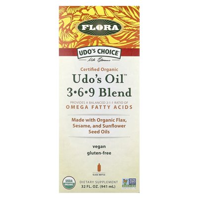 Flora, UDO's Choice®, UDO's Oil ™ 3-6-9 Blend, 32 Fl Oz (941 ml) Flora, UDO's Choice®, UDO's Oil ™ 3-6-9 Blend, 32 Fl Oz (941 ml)