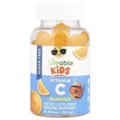 Życie, dzieci, witaminy C, bez cukru, cytrusy, 250 mg, 60 gummy (125 mg na gumę)