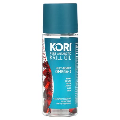Kori, Pure Antarkctic Krill Oil, wieloodeotowe Omega-3, 1200 mg, 30 miękkich Kori, Pure Antarkctic Krill Oil, wieloodeotowe Omega-3, 1200 mg, 30 miękkich