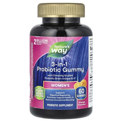 Nature's Way, Probiummy Probiummy 3-w-1, pomarańczowy, 2 miliardy CFU, 60 gummy, (1 miliard CFU na gumy)