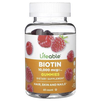 Żywle, Biotin-Gummibärchen, natürliche Himbeere, 10.000 mcg, 60 Gummibärchen (5.000 mcg pro Gummibärchen)