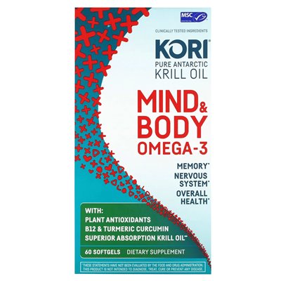 Kori, Pure Atlantic Krill Oil, Mind &amp Body Omega-3, 60 Softgels