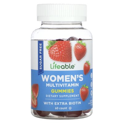 Żywle, Multivitamine für Frauen, zuckerfrei, natürliche Erdbeere, 60 Gummibärchen
