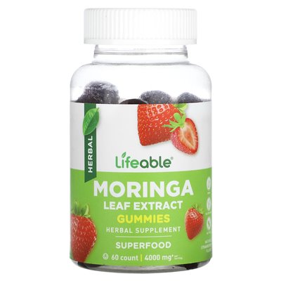 Żywotnie, gumie wyciągu z liści moringa, naturalna truskawka, 4000 mg, 60 gummy (2000 mg na gumę) Żywotnie, gumie wyciągu z liści moringa, naturalna truskawka, 4000 mg, 60 gummy (2000 mg na gumę)