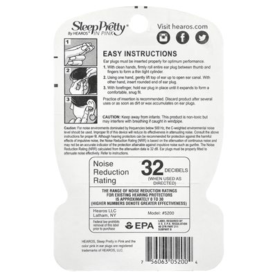 Pary słuchowe, zatyczki do uszu, sleep Pretty® in Pink, NRR 32, 14