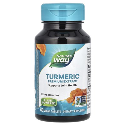Nature's Way, kurkuma, ekstrakt premium, 500 mg, 60 wegańskich tabletek