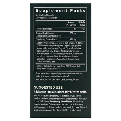 Gaia Herbs Women Menopause Support Day 60 Vegan Liquid Phyto Caps