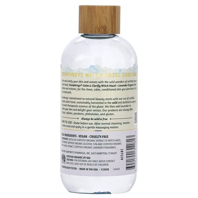 Humphreys, Witch Hazel, Organic Lavender Toner, Calm & Clarify, 8 fl oz (236 ml)