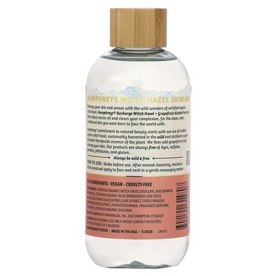 Humphreys, Hamamelis, alkoholfreies Grapefruit-Toner, aufladen, 8 fl oz (236 ml)