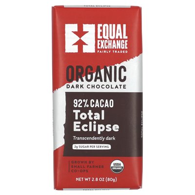 Równa wymiana, organiczna ciemna czekolada, całkowita zaćmienie, 92% kakao, 2,8 uncji (80 g)