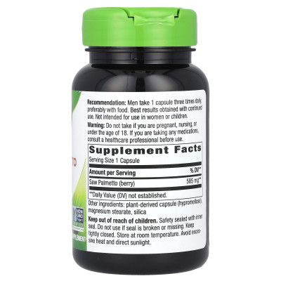 Nature's Way, Saw Palmetto Berries, 585 mg, 100 Vegan Capsules Nature's Way, Saw Palmetto Berries, 585 mg, 100 Vegan Capsules