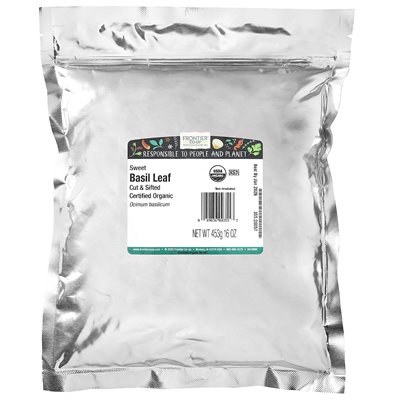 Frontier Co-Op, Organic Cut &amp Sifted Basil Leaf, Sweet, 16 uncji (453 g)