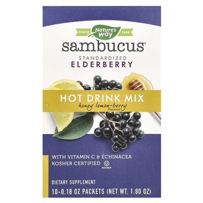Nature's Way, Sambucus®, Heißgetränkemischung, standardisierte Bronbeere, Honig-Cyton-Bree, 10 Päckchen, je 0,18 oz