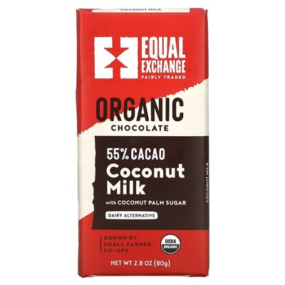 Equal Exchange, Organic Coconut Milk Chocolate with Coconut Palm Sugar, 55% Cocoa, 2.8 oz (80 g)
