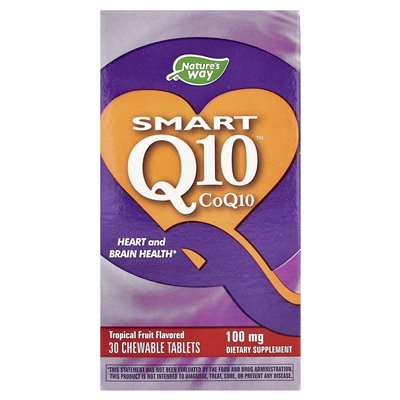 Nature's Way, Smart Q10 ™, owoce tropikalne, 100 mg, 30 tabletek do żucia