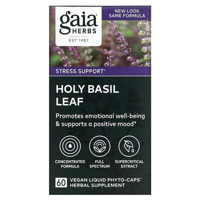Gaia Herbs, Liść Bazylii Świętej, 60 Wegańskich Płynnych Fito-Kapsułek Gaia Herbs, Liść Bazylii Świętej, 60 Wegańskich Płynnych Fito-Kapsułek