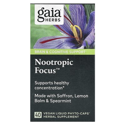 Zioła Gaia, Nootropic Focus, 40 wegańskich płynnych fito-caps