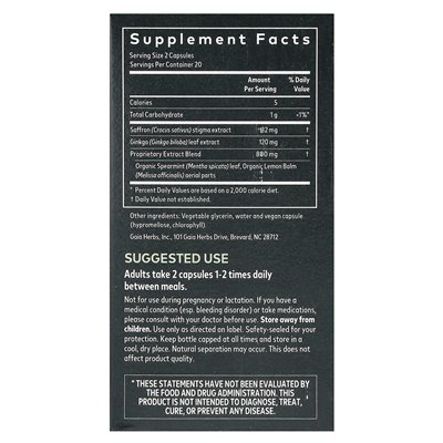 Zioła Gaia, Nootropic Focus, 40 wegańskich płynnych fito-caps