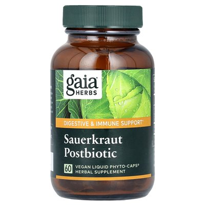 Gaia Herbs, Sauerkraut Postbiotyc, 60 wegańskich płynnych fito-caps