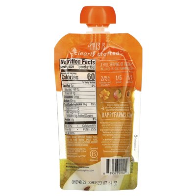 Happy Family Organics, Happy Baby, Organiczne jedzenie dla niemowląt, 6 + miesiące, squash, gruszki i morele, 4 uncje (113 g)