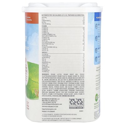 Happy Family Organics, ekologiczna formuła niemowląt, proszek na bazie mleka z żelazem, 0-12 miesięcy, 22,9 uncji (650 g) Happy Family Organics, ekologiczna formuła niemowląt, proszek na bazie mleka z żelazem, 0-12 miesięcy, 22,9 uncji (650 g)