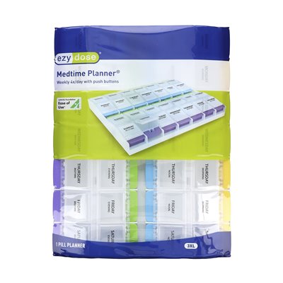 Dawka Ezy, cotygodniowe 4x/dzień z przyciskami Medtime Planner, 3xl, 1 liczba