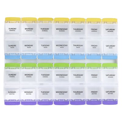 Dawka Ezy, cotygodniowe 4x/dzień z przyciskami Medtime Planner, 3xl, 1 liczba
