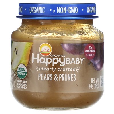 Happy Family Organics, Happy Baby, 6+ miesięcy, gruszki i śliwki, 4 uncje (113 g)